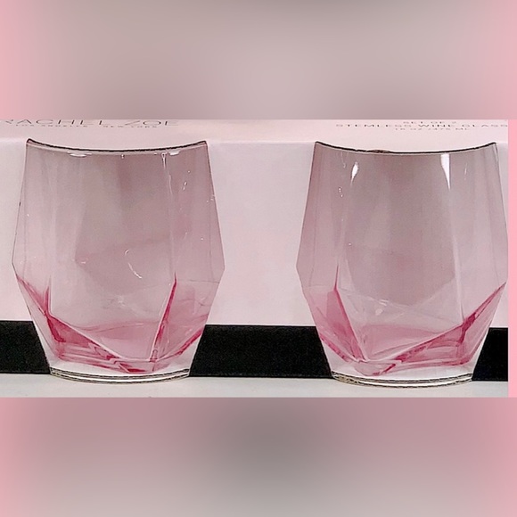 Rachel Zoe Dining Rachel Zoe Pink Geometric Glass Shaped Stemless